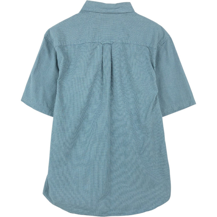 Columbia XCO Short-Sleeve Button-Down Check Shirt, Men's Size S (approx.) cotton blue type Vintage Second Hand