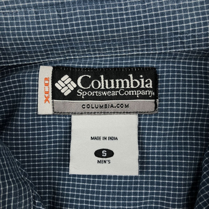 Columbia XCO Short-Sleeve Button-Down Check Shirt, Men's Size S (approx.) cotton blue type Vintage Second Hand