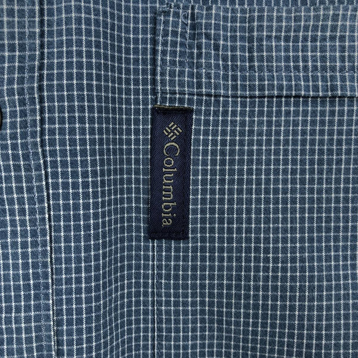 Columbia XCO Short-Sleeve Button-Down Check Shirt, Men's Size S (approx.) cotton blue type Vintage Second Hand