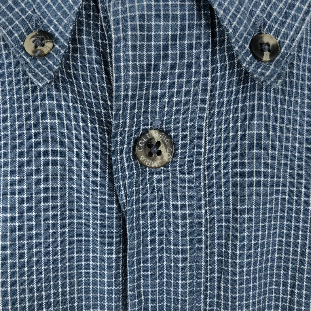 Columbia XCO Short-Sleeve Button-Down Check Shirt, Men's Size S (approx.) cotton blue type Vintage Second Hand