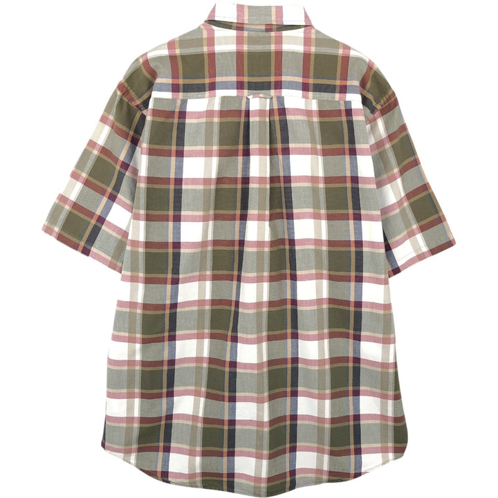 90'S NAUTICA short sleeve button down check shirt, men's size L, vintage cotton Khaki type Vintage Second Hand