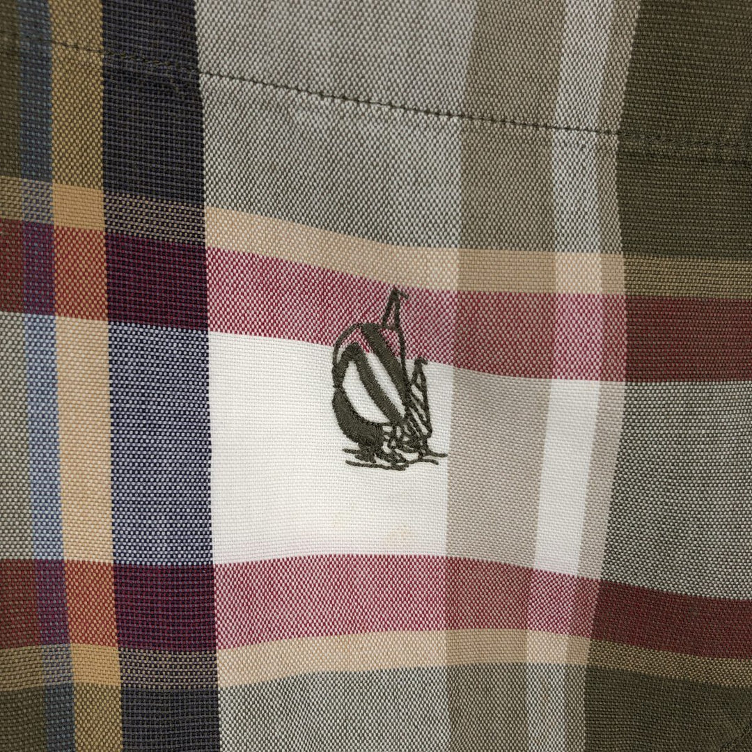 90'S NAUTICA short sleeve button down check shirt, men's size L, vintage cotton Khaki type Vintage Second Hand