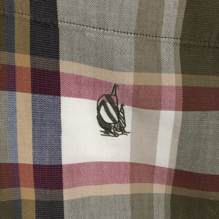 90'S NAUTICA short sleeve button down check shirt, men's size L, vintage cotton Khaki type Vintage Second Hand