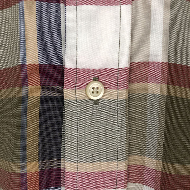 90'S NAUTICA short sleeve button down check shirt, men's size L, vintage cotton Khaki type Vintage Second Hand