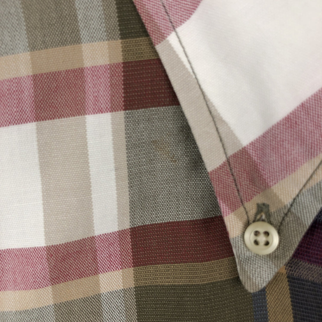 90'S NAUTICA short sleeve button down check shirt, men's size L, vintage cotton Khaki type Vintage Second Hand