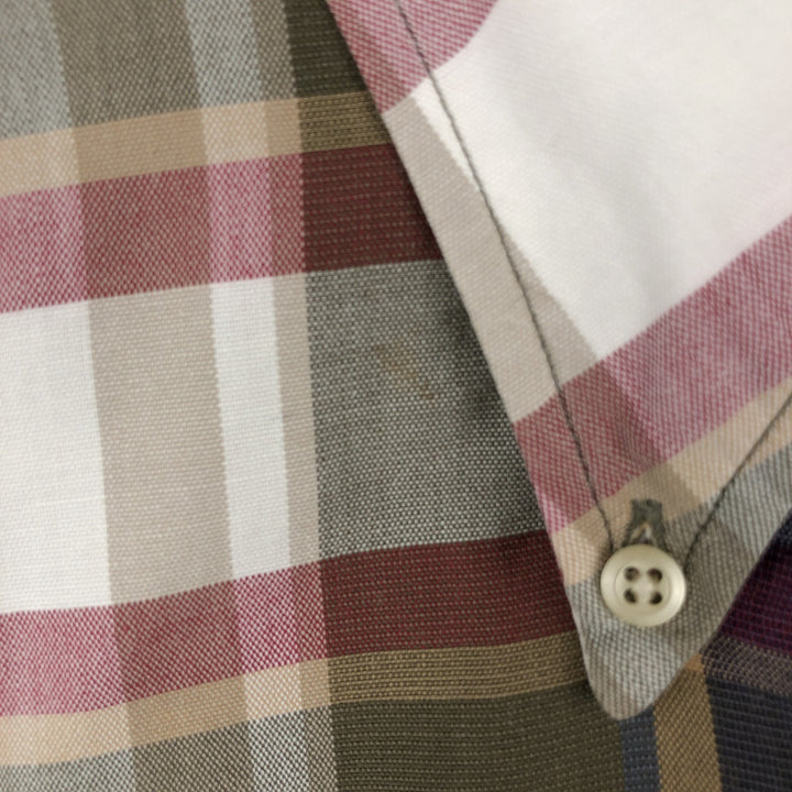 90'S NAUTICA short sleeve button down check shirt, men's size L, vintage cotton Khaki type Vintage Second Hand