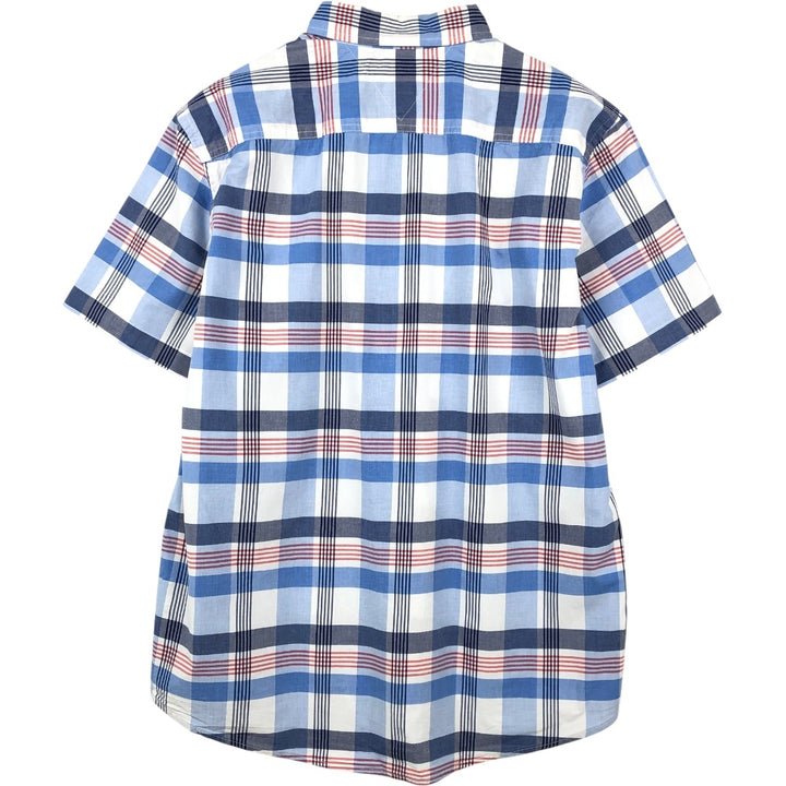 Tommy Hilfiger Classic Fit Short-Sleeve Button-Down Check Shirt, Men's Size L (approx.) cotton blue type Vintage Second Hand