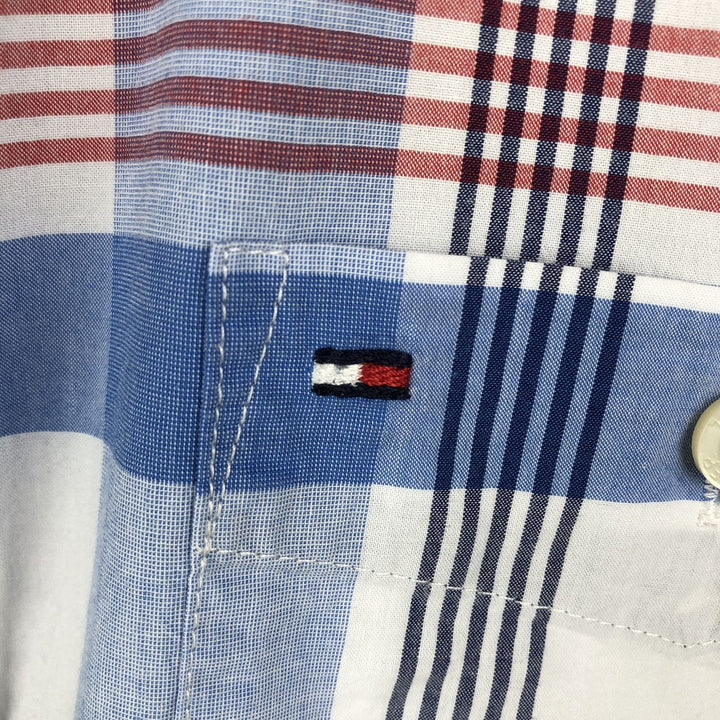 Tommy Hilfiger Classic Fit Short-Sleeve Button-Down Check Shirt, Men's Size L (approx.) cotton blue type Vintage Second Hand
