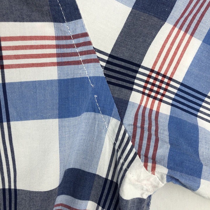 Tommy Hilfiger Classic Fit Short-Sleeve Button-Down Check Shirt, Men's Size L (approx.) cotton blue type Vintage Second Hand
