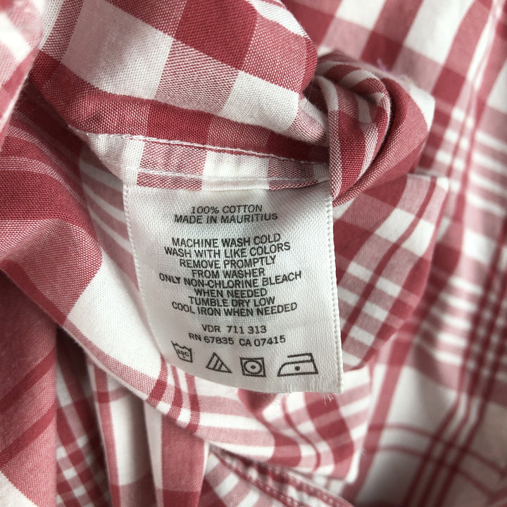 Nautica short-sleeved button-down check shirt, men's size L (approx.) cotton red type Vintage Second Hand