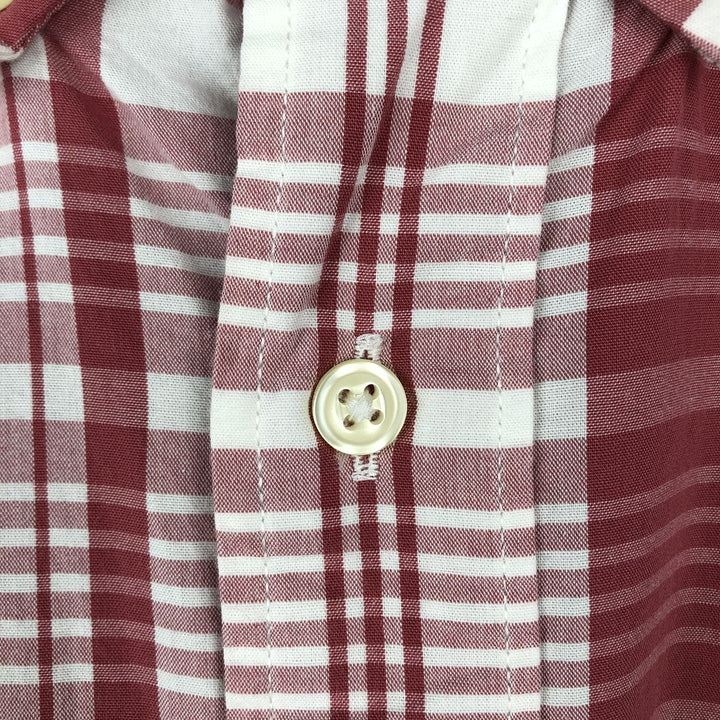 Nautica short-sleeved button-down check shirt, men's size L (approx.) cotton red type Vintage Second Hand