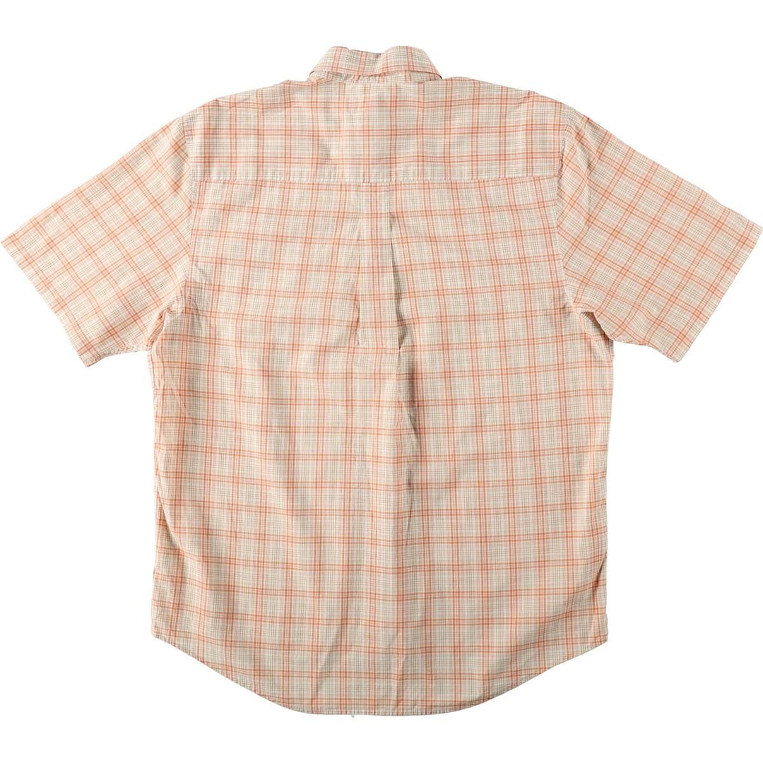 90s~00'S Timberland short sleeve button down check shirt men's XL size vintage cotton orange type Vintage Second Hand