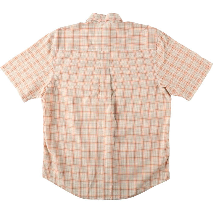 90s~00'S Timberland short sleeve button down check shirt men's XL size vintage cotton orange type Vintage Second Hand