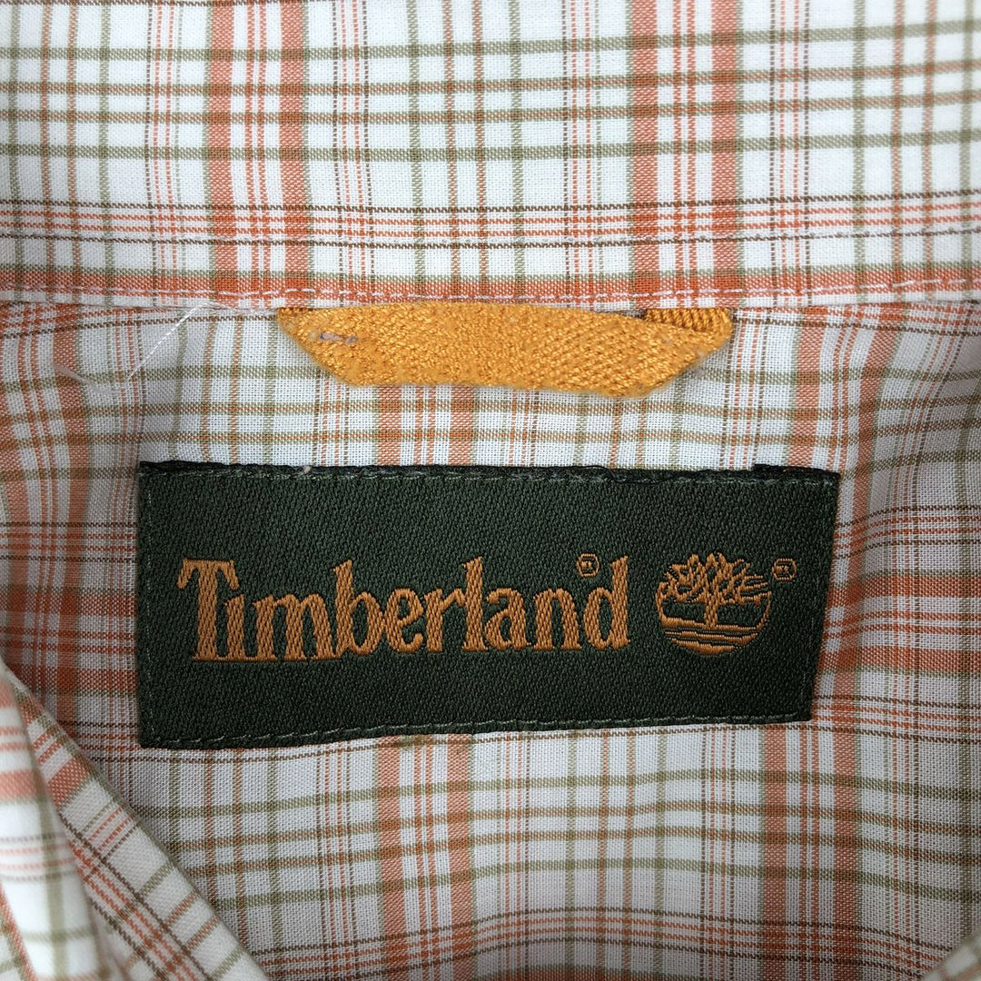 90s~00'S Timberland short sleeve button down check shirt men's XL size vintage cotton orange type Vintage Second Hand