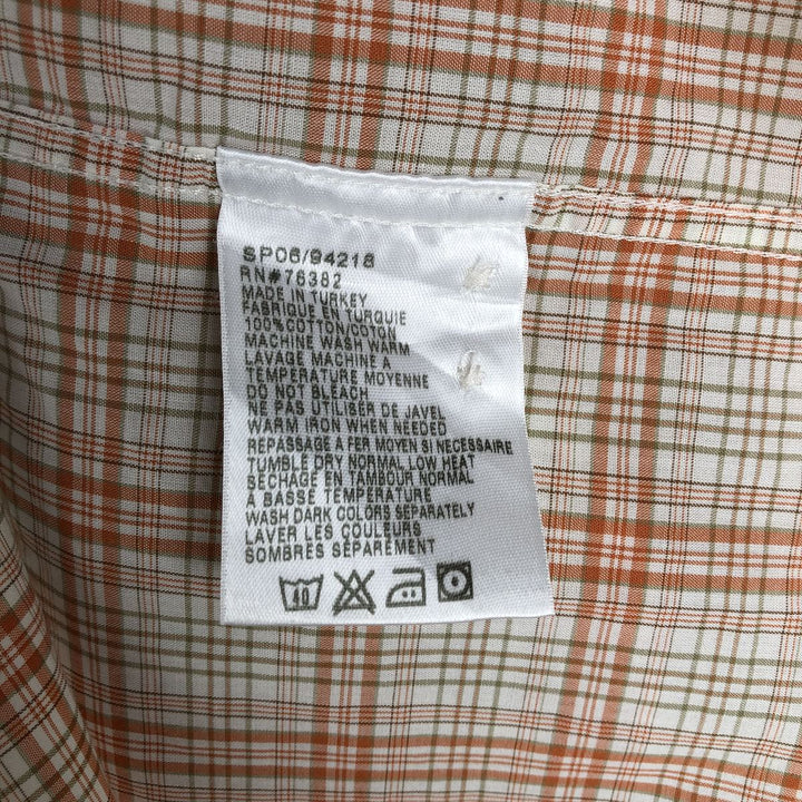 90s~00'S Timberland short sleeve button down check shirt men's XL size vintage cotton orange type Vintage Second Hand