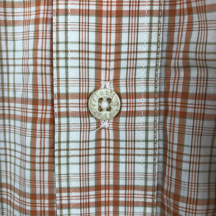 90s~00'S Timberland short sleeve button down check shirt men's XL size vintage cotton orange type Vintage Second Hand