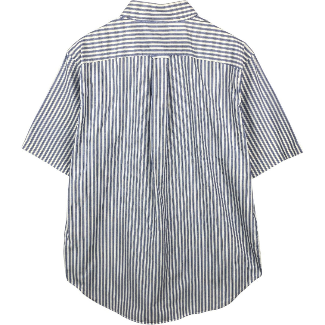 Nautica (2000s) Short-Sleeve Button-Down Striped Shirt, Men's Size L (approx.) cotton white type Vintage Second Hand