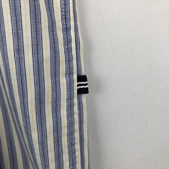 Nautica (2000s) Short-Sleeve Button-Down Striped Shirt, Men's Size L (approx.) cotton white type Vintage Second Hand
