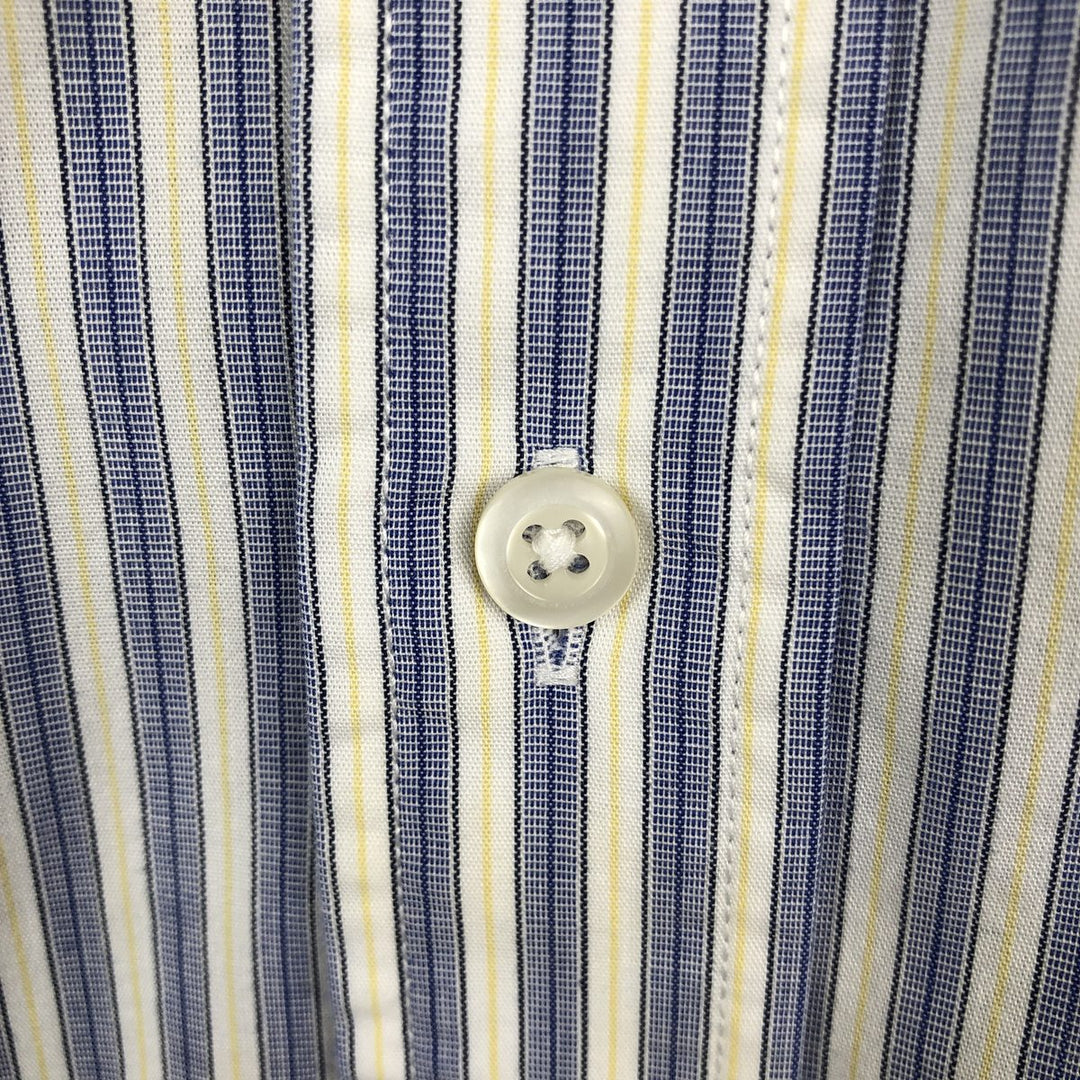 Nautica (2000s) Short-Sleeve Button-Down Striped Shirt, Men's Size L (approx.) cotton white type Vintage Second Hand