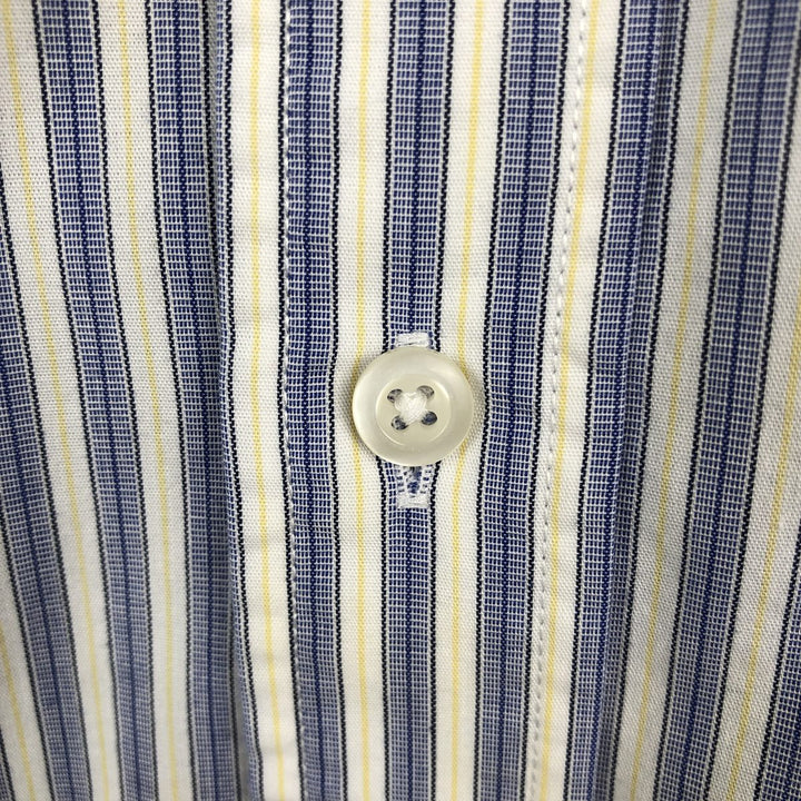 Nautica (2000s) Short-Sleeve Button-Down Striped Shirt, Men's Size L (approx.) cotton white type Vintage Second Hand
