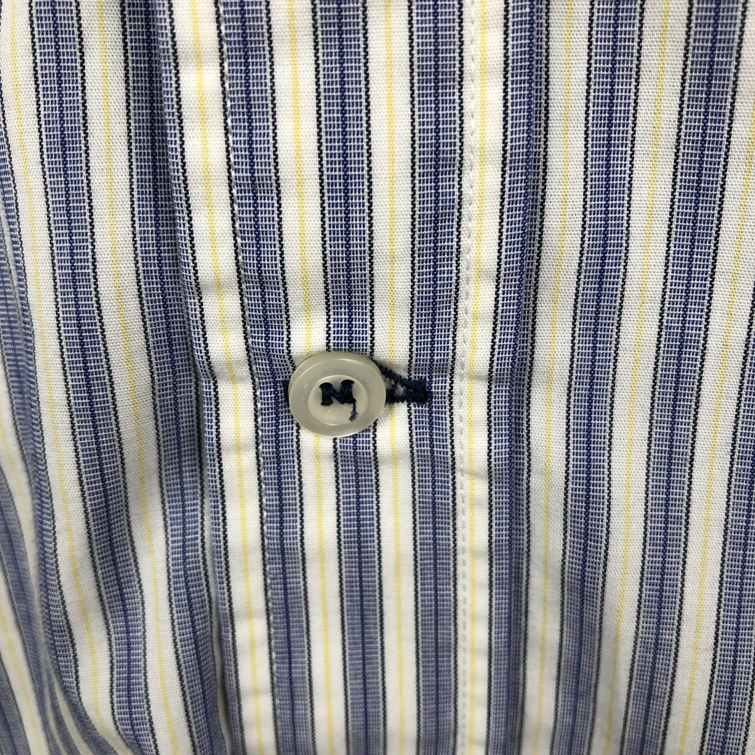Nautica (2000s) Short-Sleeve Button-Down Striped Shirt, Men's Size L (approx.) cotton white type Vintage Second Hand