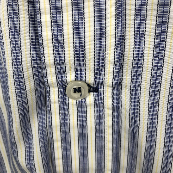 Nautica (2000s) Short-Sleeve Button-Down Striped Shirt, Men's Size L (approx.) cotton white type Vintage Second Hand