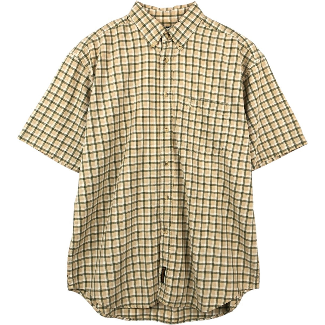 90s~00'S Timberland short sleeve button down check shirt men's size L vintage cotton Beige type Vintage Second Hand