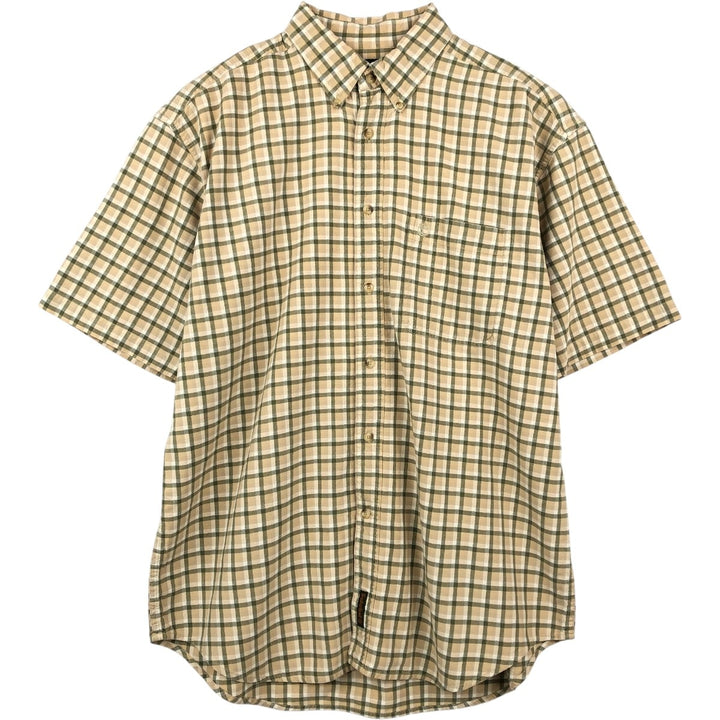 90s~00'S Timberland short sleeve button down check shirt men's size L vintage cotton Beige type Vintage Second Hand