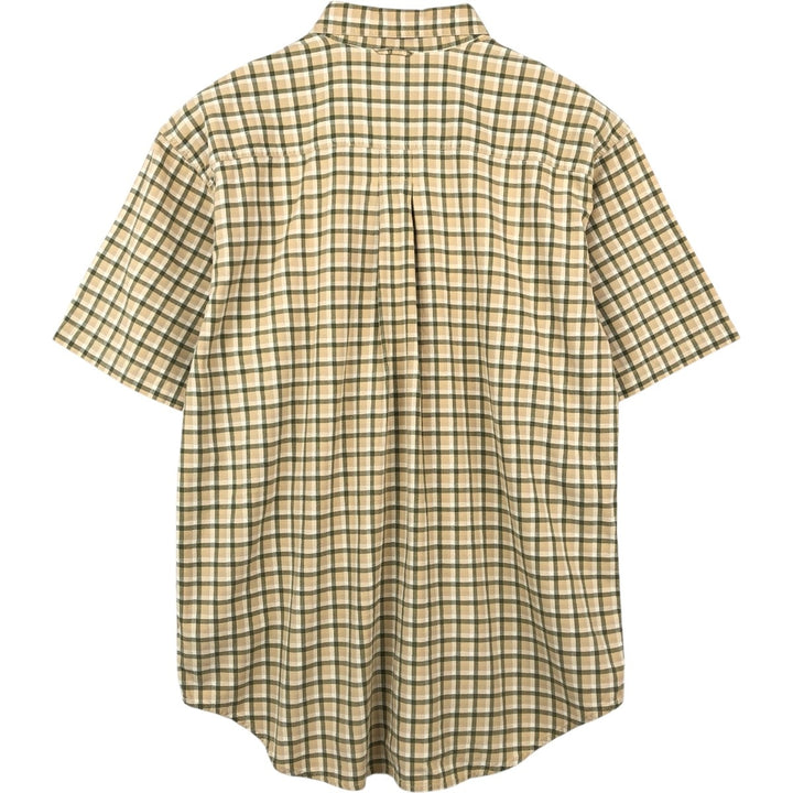 90s~00'S Timberland short sleeve button down check shirt men's size L vintage cotton Beige type Vintage Second Hand