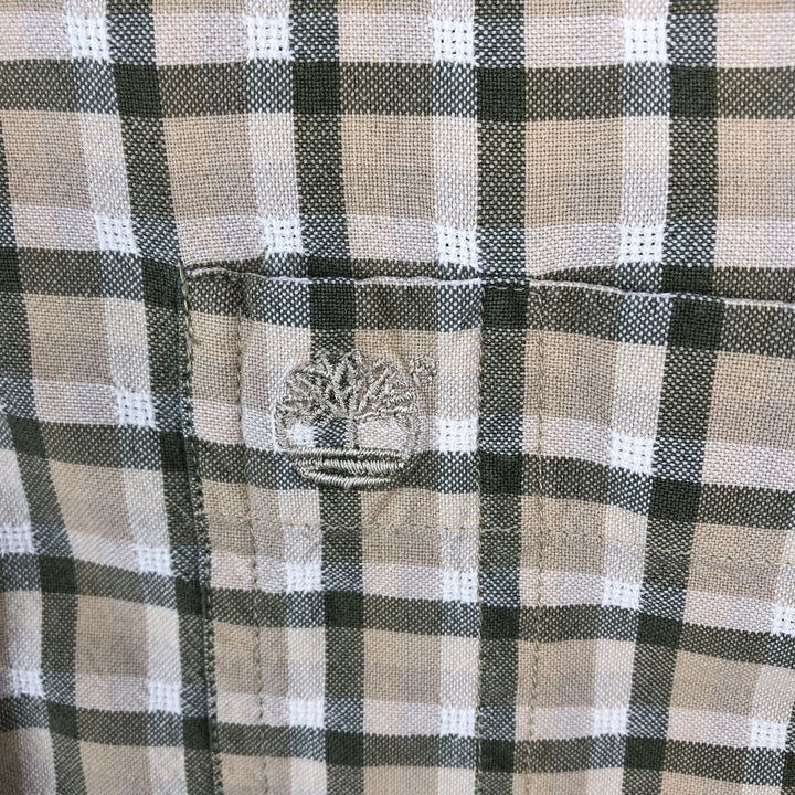 90s~00'S Timberland short sleeve button down check shirt men's size L vintage cotton Beige type Vintage Second Hand