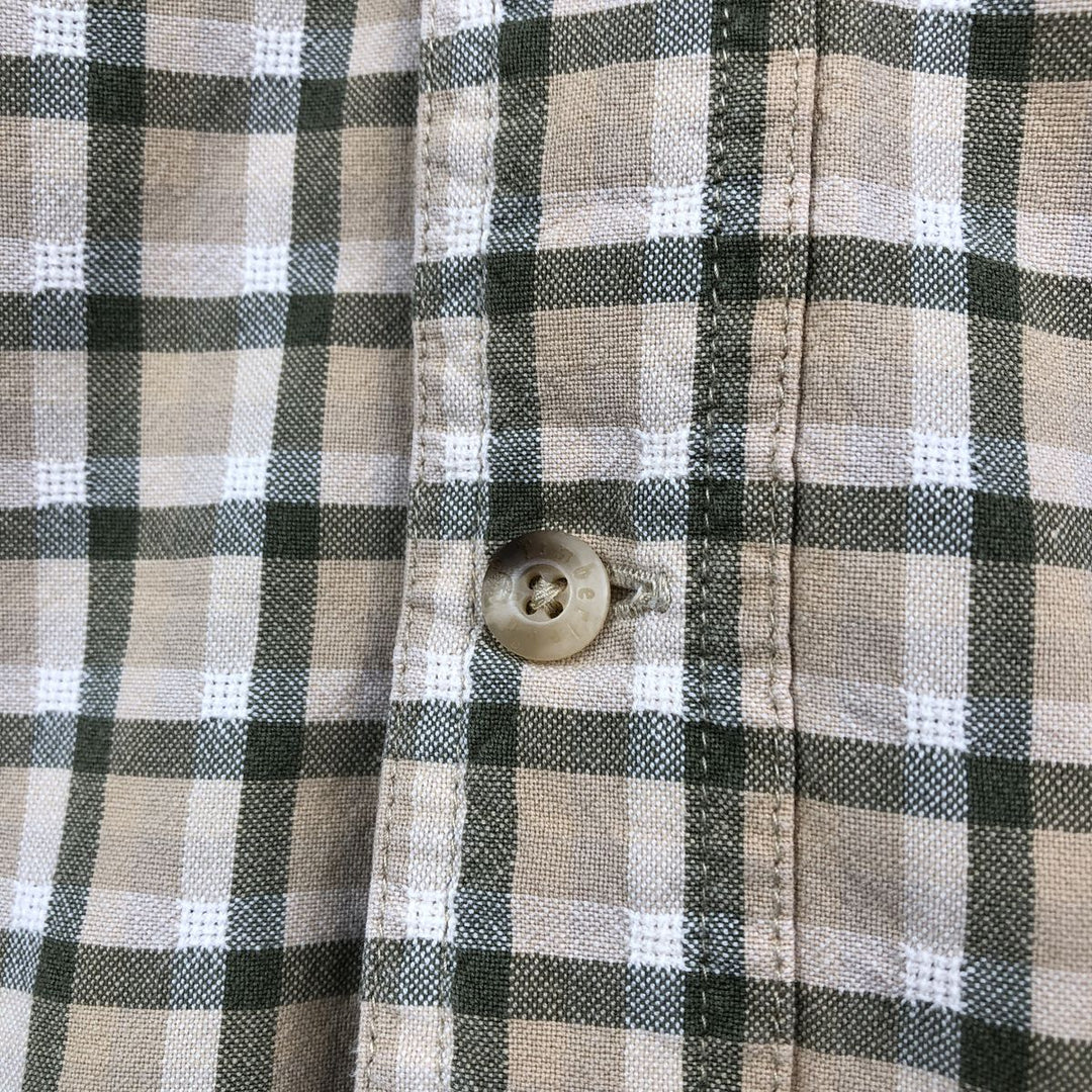 90s~00'S Timberland short sleeve button down check shirt men's size L vintage cotton Beige type Vintage Second Hand