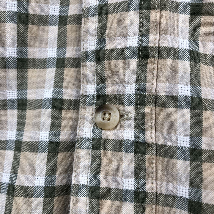 90s~00'S Timberland short sleeve button down check shirt men's size L vintage cotton Beige type Vintage Second Hand