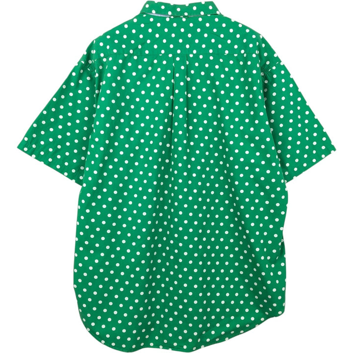 1990'S Tommy Hilfiger short-sleeved cotton shirt with all-over polka dot pattern, men's size XL equivalent, vintage. cotton green type Vintage Second Hand