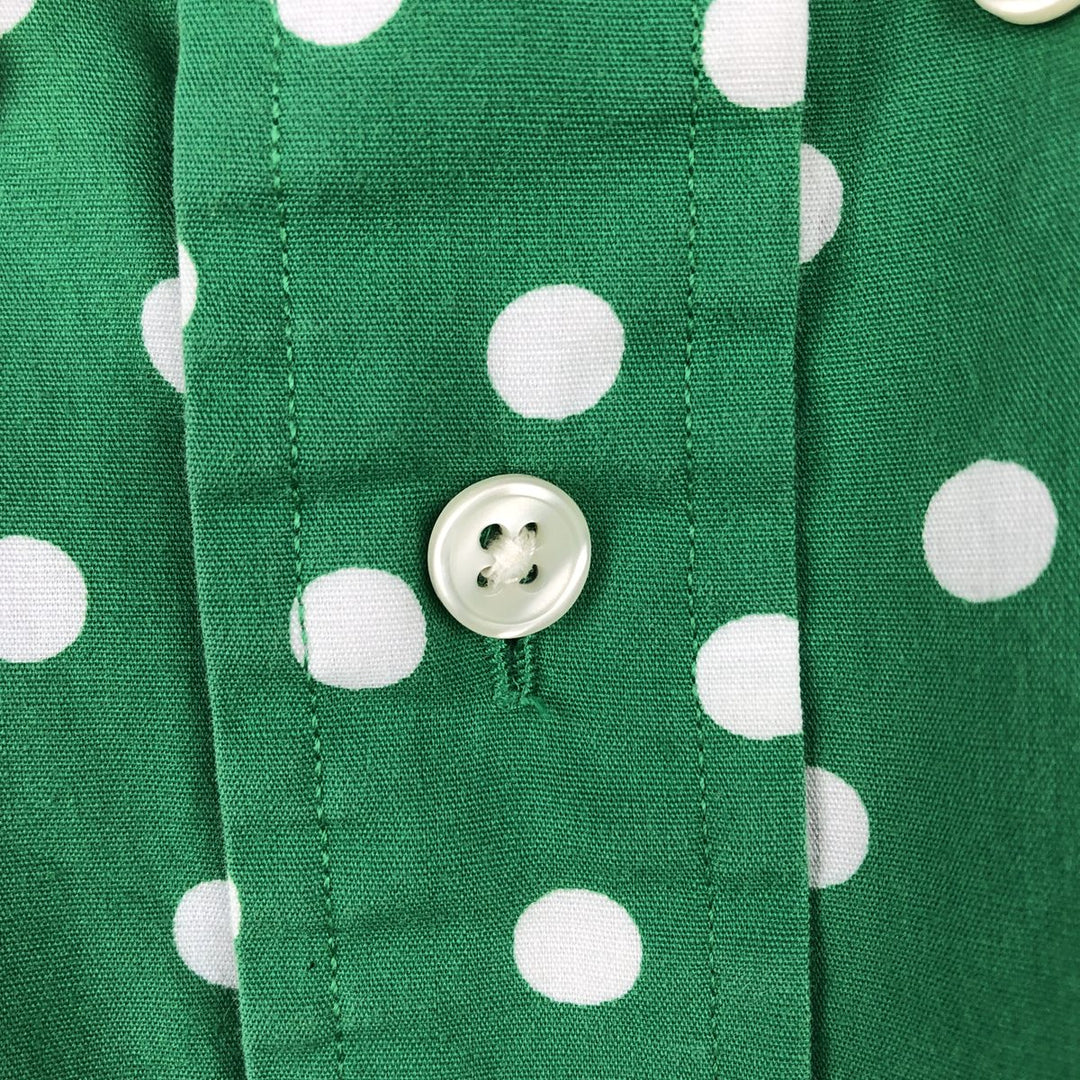 1990'S Tommy Hilfiger short-sleeved cotton shirt with all-over polka dot pattern, men's size XL equivalent, vintage. cotton green type Vintage Second Hand