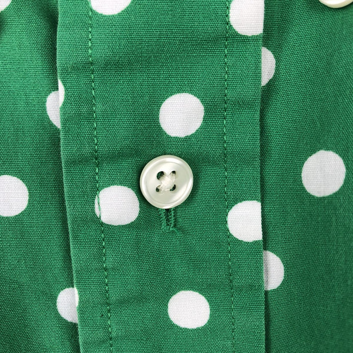 1990'S Tommy Hilfiger short-sleeved cotton shirt with all-over polka dot pattern, men's size XL equivalent, vintage. cotton green type Vintage Second Hand