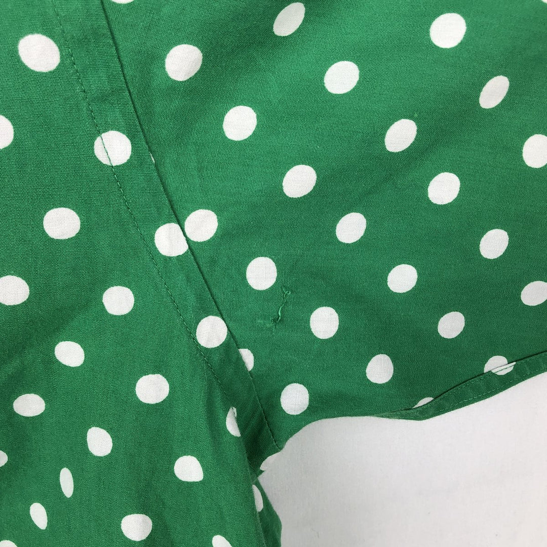 1990'S Tommy Hilfiger short-sleeved cotton shirt with all-over polka dot pattern, men's size XL equivalent, vintage. cotton green type Vintage Second Hand