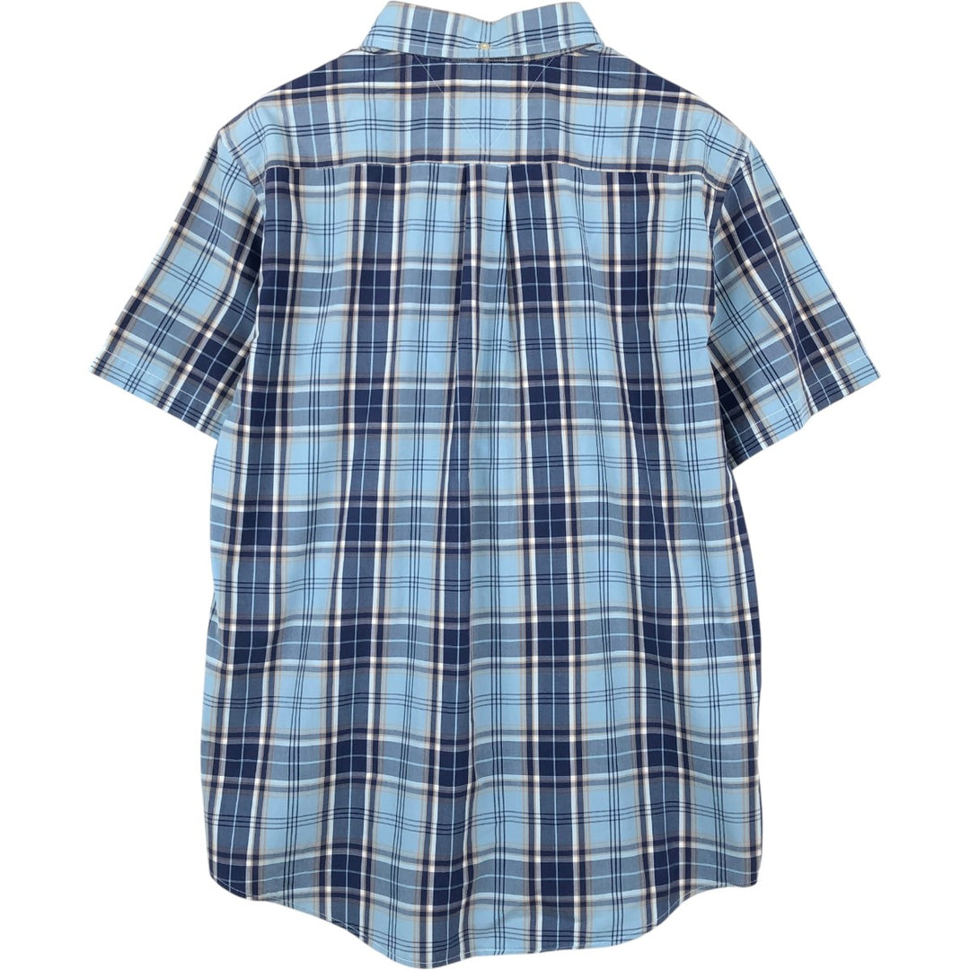 Tommy Hilfiger College Poplin Short-Sleeve Button-Down Check Shirt, Men's Size L (approx.) cotton Blue type light blue Vintage Second Hand