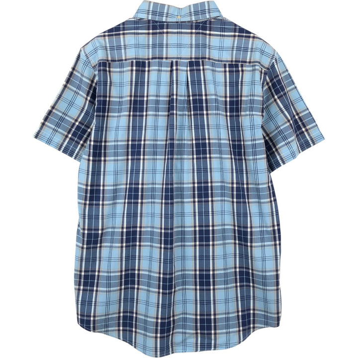 Tommy Hilfiger College Poplin Short-Sleeve Button-Down Check Shirt, Men's Size L (approx.) cotton Blue type light blue Vintage Second Hand