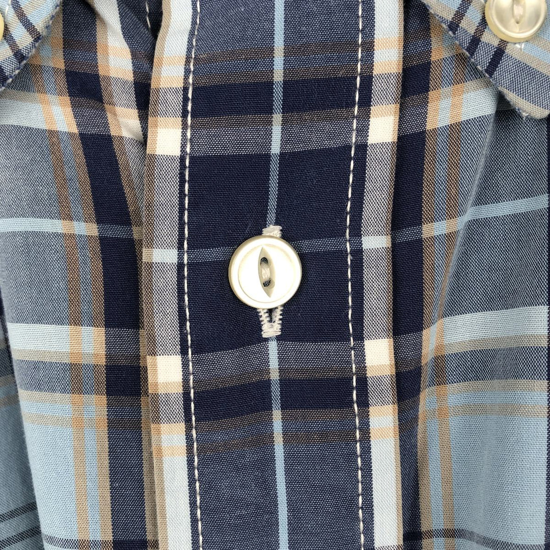 Tommy Hilfiger College Poplin Short-Sleeve Button-Down Check Shirt, Men's Size L (approx.) cotton Blue type light blue Vintage Second Hand