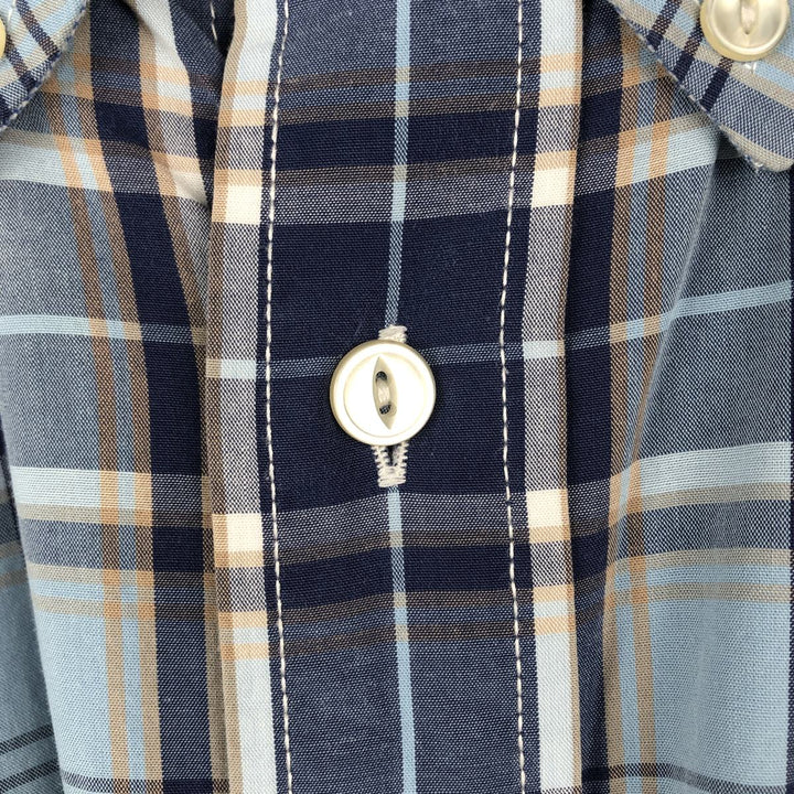 Tommy Hilfiger College Poplin Short-Sleeve Button-Down Check Shirt, Men's Size L (approx.) cotton Blue type light blue Vintage Second Hand
