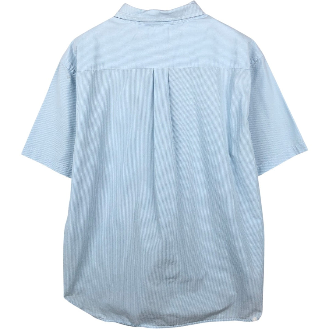 Tommy Hilfiger short-sleeved cotton striped shirt, men's size XL (approx.) cotton Blue type light blue Vintage Second Hand