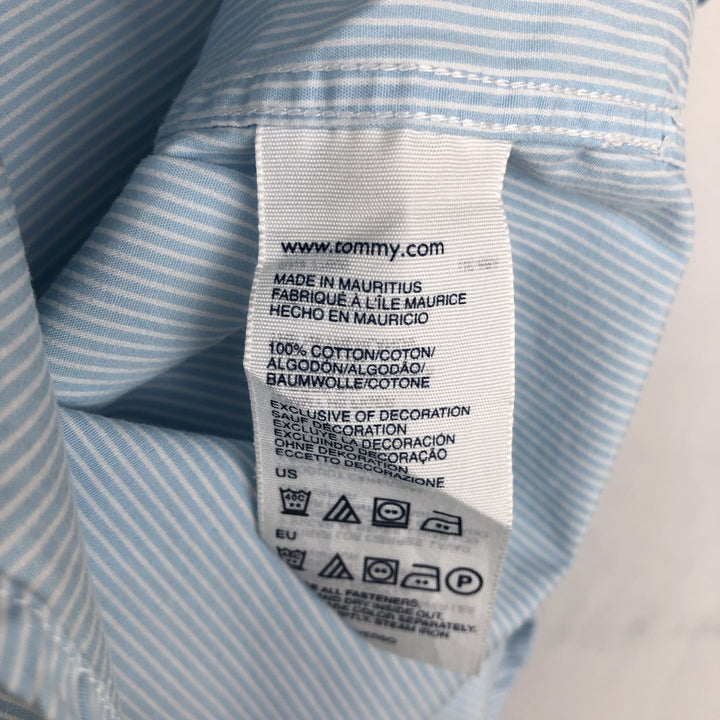 Tommy Hilfiger short-sleeved cotton striped shirt, men's size XL (approx.) cotton Blue type light blue Vintage Second Hand