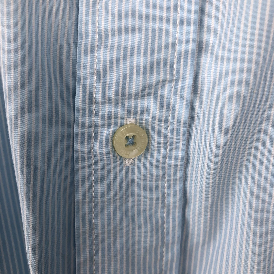 Tommy Hilfiger short-sleeved cotton striped shirt, men's size XL (approx.) cotton Blue type light blue Vintage Second Hand
