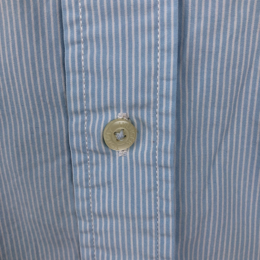 Tommy Hilfiger short-sleeved cotton striped shirt, men's size XL (approx.) cotton Blue type light blue Vintage Second Hand