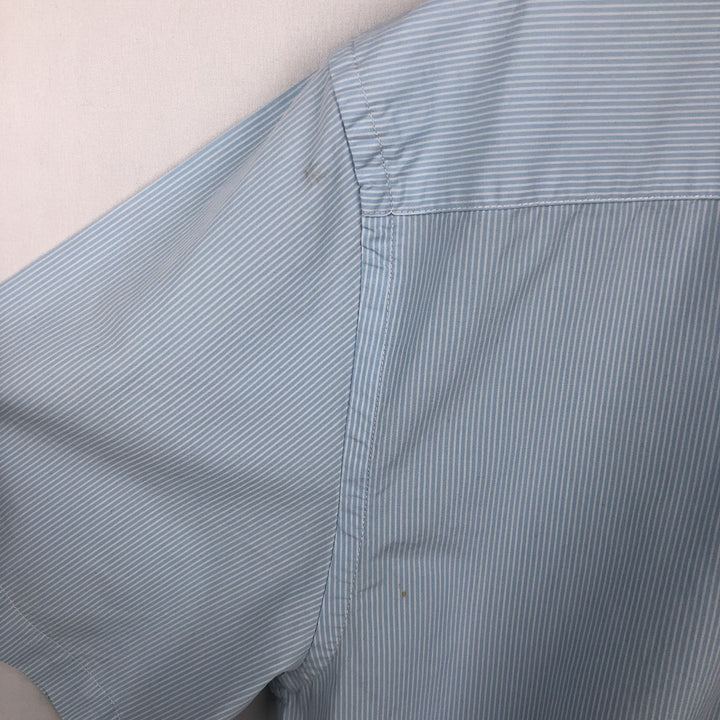 Tommy Hilfiger short-sleeved cotton striped shirt, men's size XL (approx.) cotton Blue type light blue Vintage Second Hand