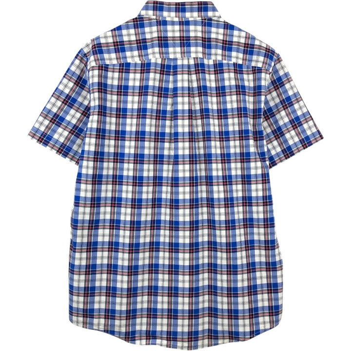 Tommy Hilfiger short-sleeved button-down check shirt, men's size L (approx.) cotton blue type Vintage Second Hand