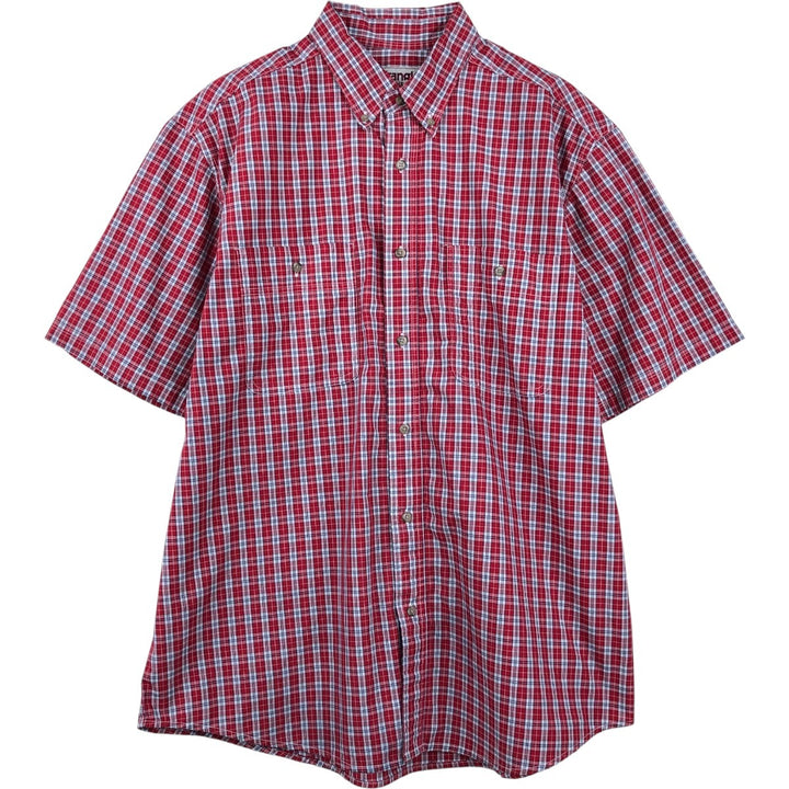Wrangler RUGGED WEAR Long-Sleeve Button-Down Check Shirt, Men's Size XL (approx.) unclear red type Vintage Second Hand