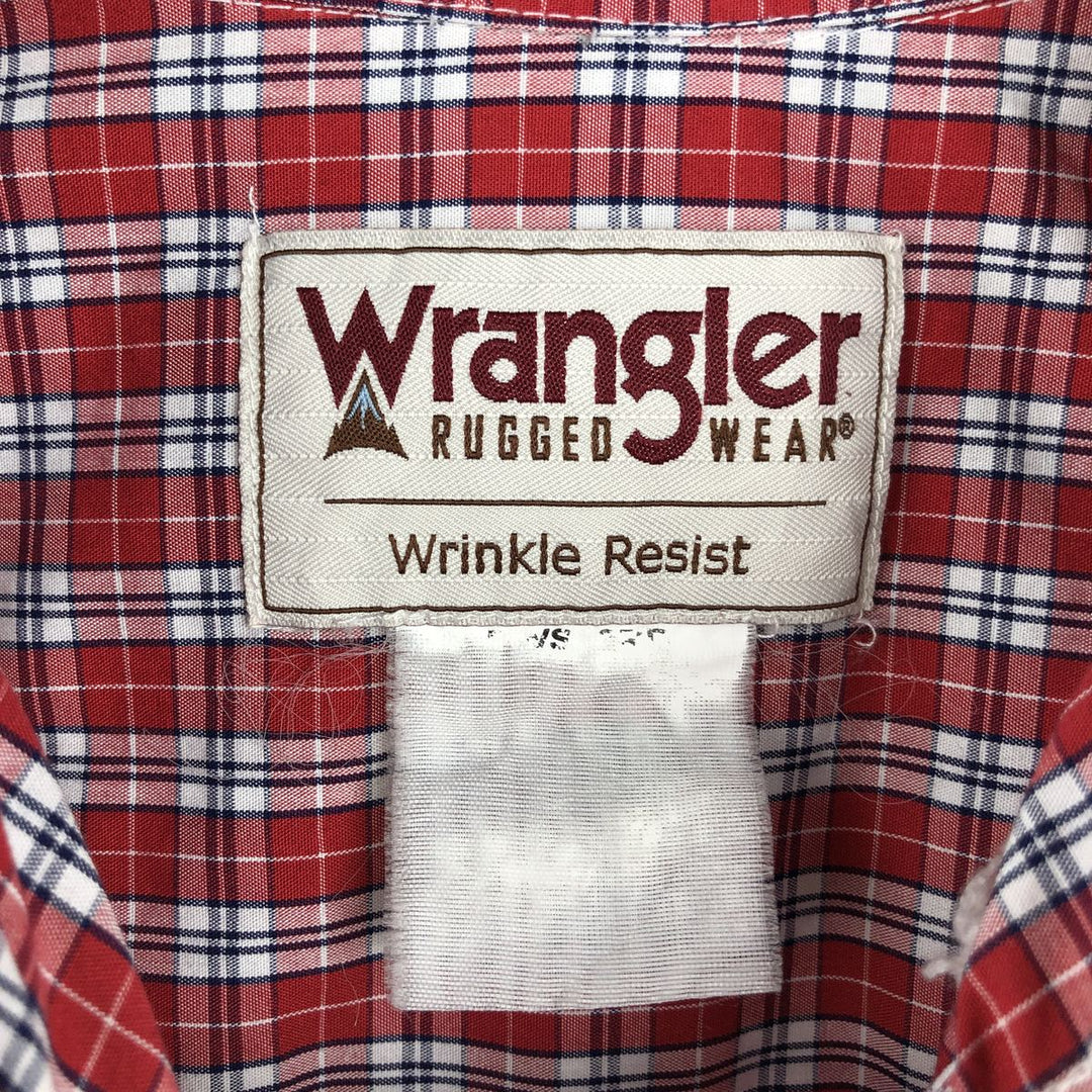 Wrangler RUGGED WEAR Long-Sleeve Button-Down Check Shirt, Men's Size XL (approx.) unclear red type Vintage Second Hand