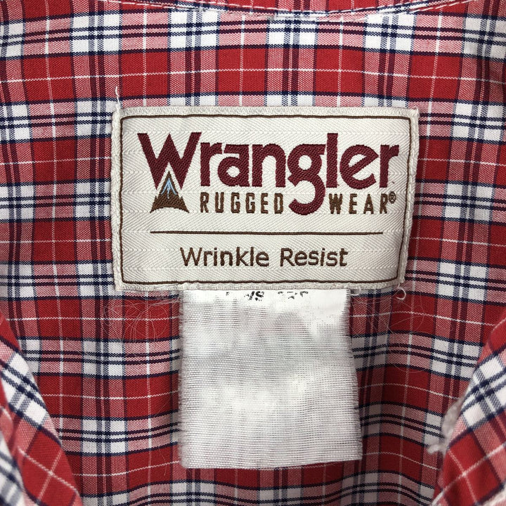 Wrangler RUGGED WEAR Long-Sleeve Button-Down Check Shirt, Men's Size XL (approx.) unclear red type Vintage Second Hand