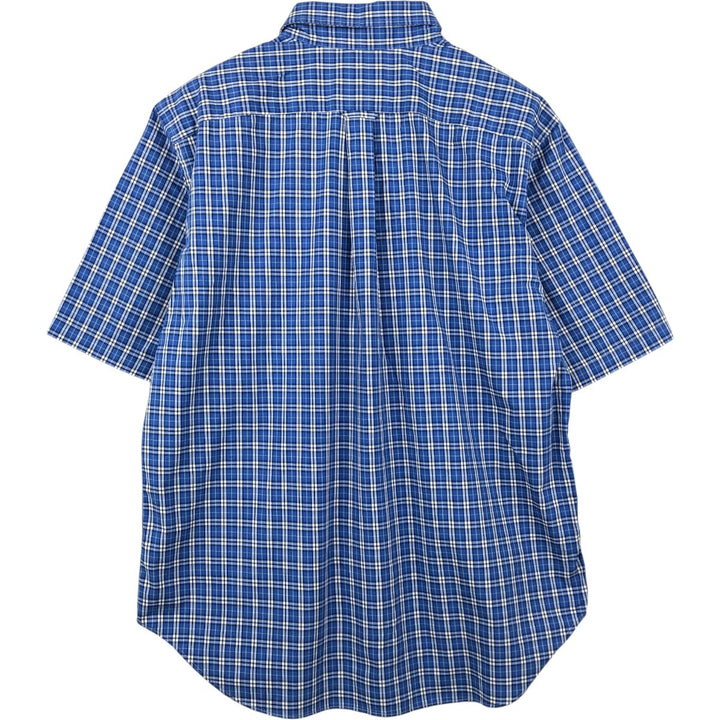 Nautica Wrinkle Resistant Short-Sleeve Button-Down Check Shirt, Men's Size XL (approx.) cotton blue type Vintage Second Hand